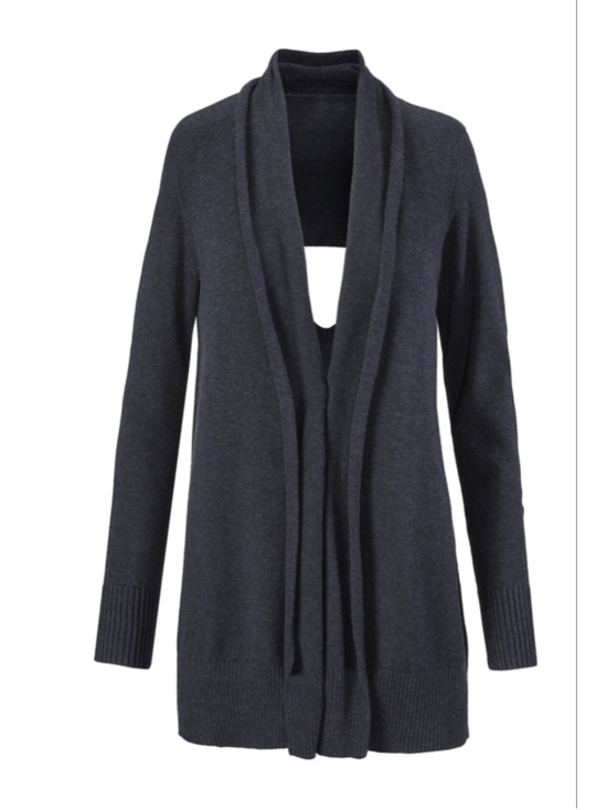 CAbi Sweaters - Women's CAbi Victoria Sweater Cardigan Navy Shawl Collar Open Back #3360 Size M